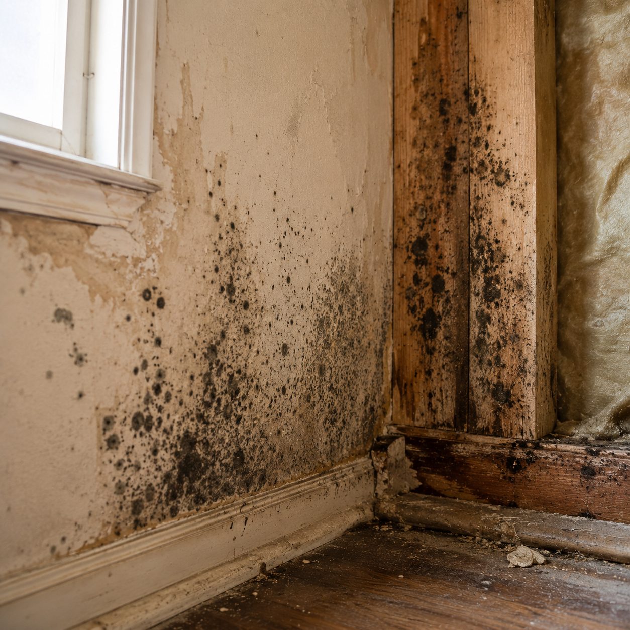 Toxic mold close up on wall surface